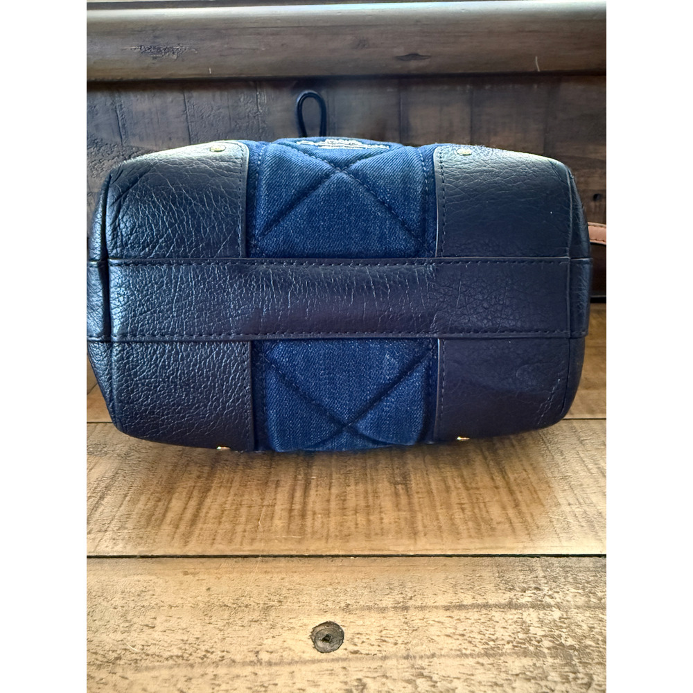 Coach Bucket Bag Womens Small Blue Quilted Denim Leather Drawstring Crossbody - Picture 5 of 16